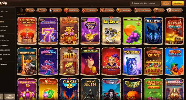 Lizaro Casino online pokies screenshot