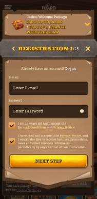 Lizaro Casino registration screenshot