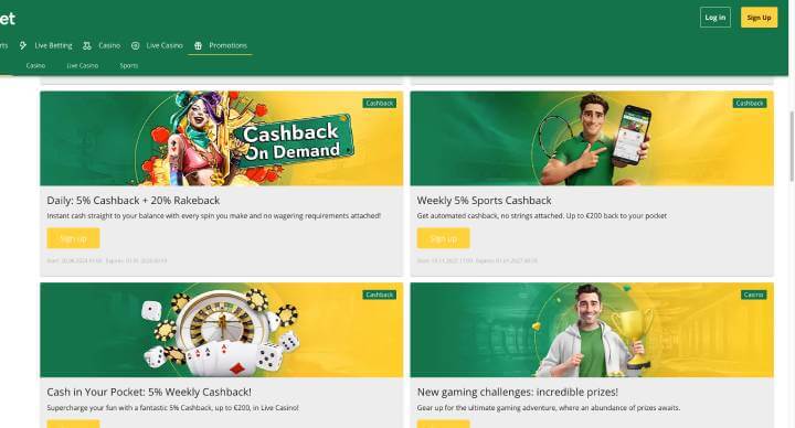 Qbet Casino promotions screenshot