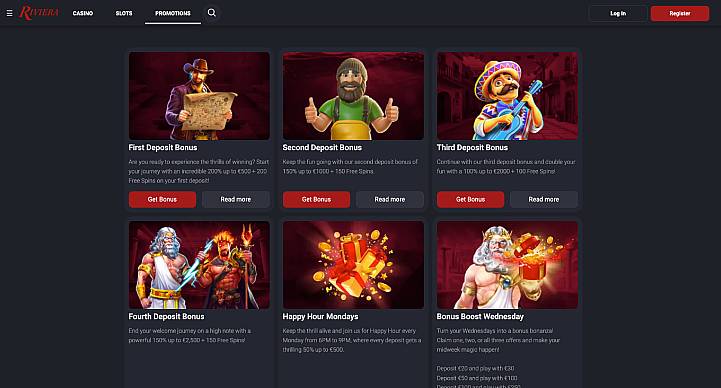 Riviera Casino promotions screenshot